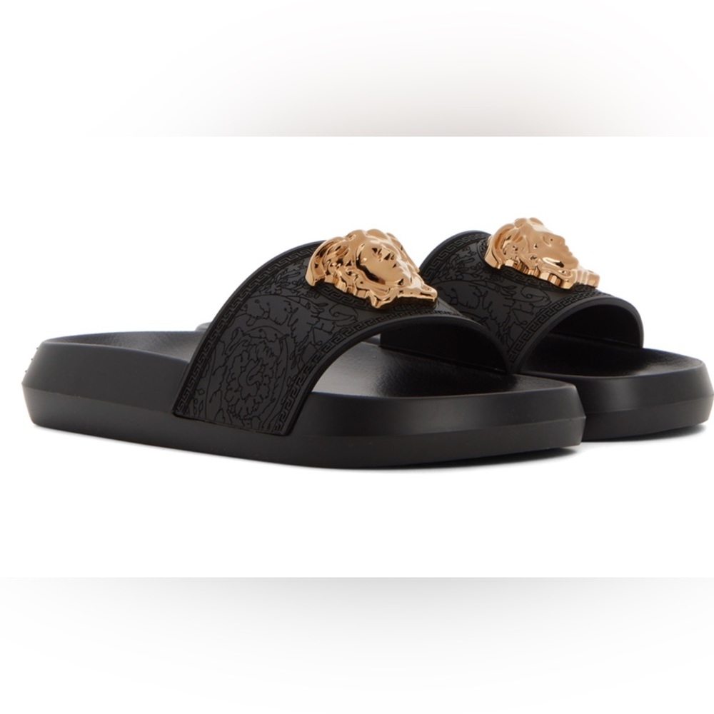 (Versace) Black Palazzo Slides